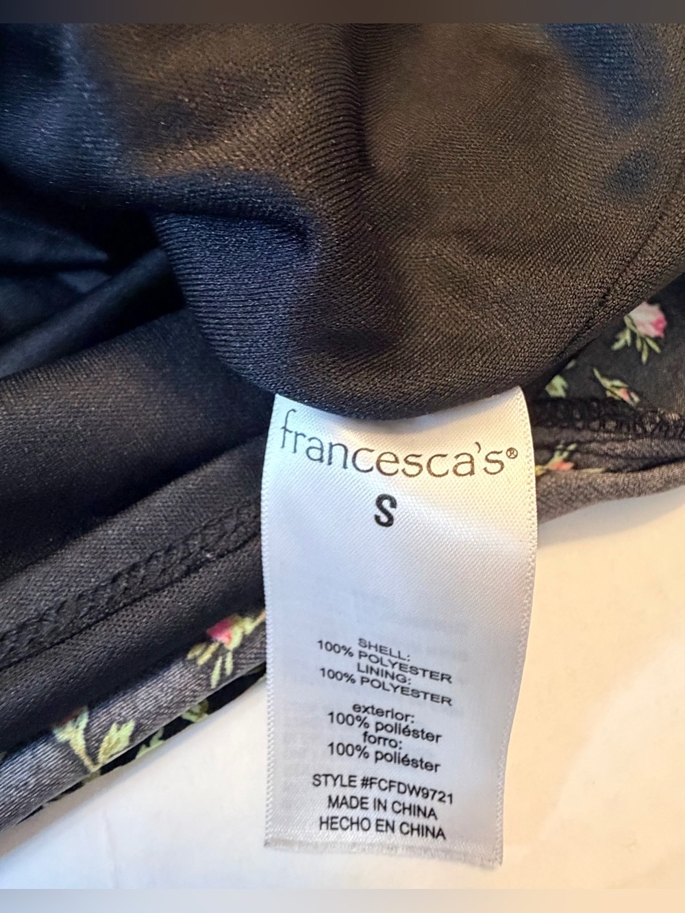 Francesca's Olivia Asymmetrical Floral tie-front neckline puffed sleeves Mini S - Picture 9 of 9
